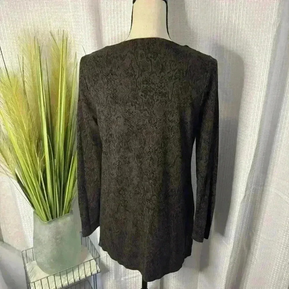 Chicos Women 0 US Small Blouse Brown/Black Long Sleeve w/Snaps Tunic Top - Picture 7 of 12